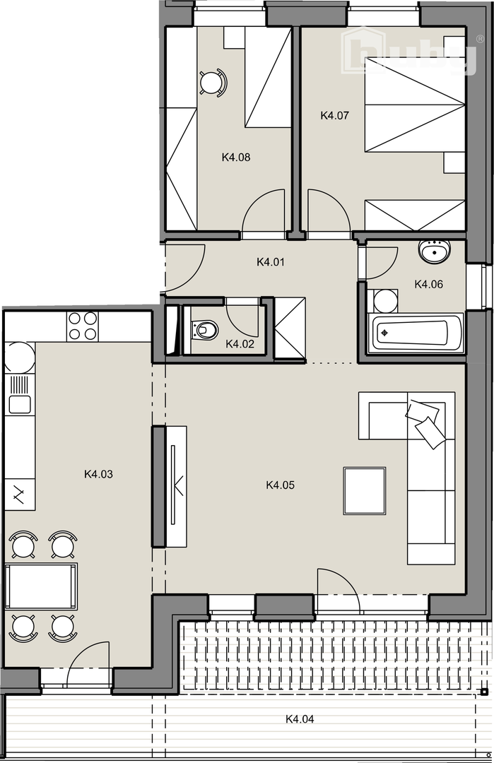 3 izbový byt s terasou, č. IIB_11K, v novostavbe Byty Ruppel - 8