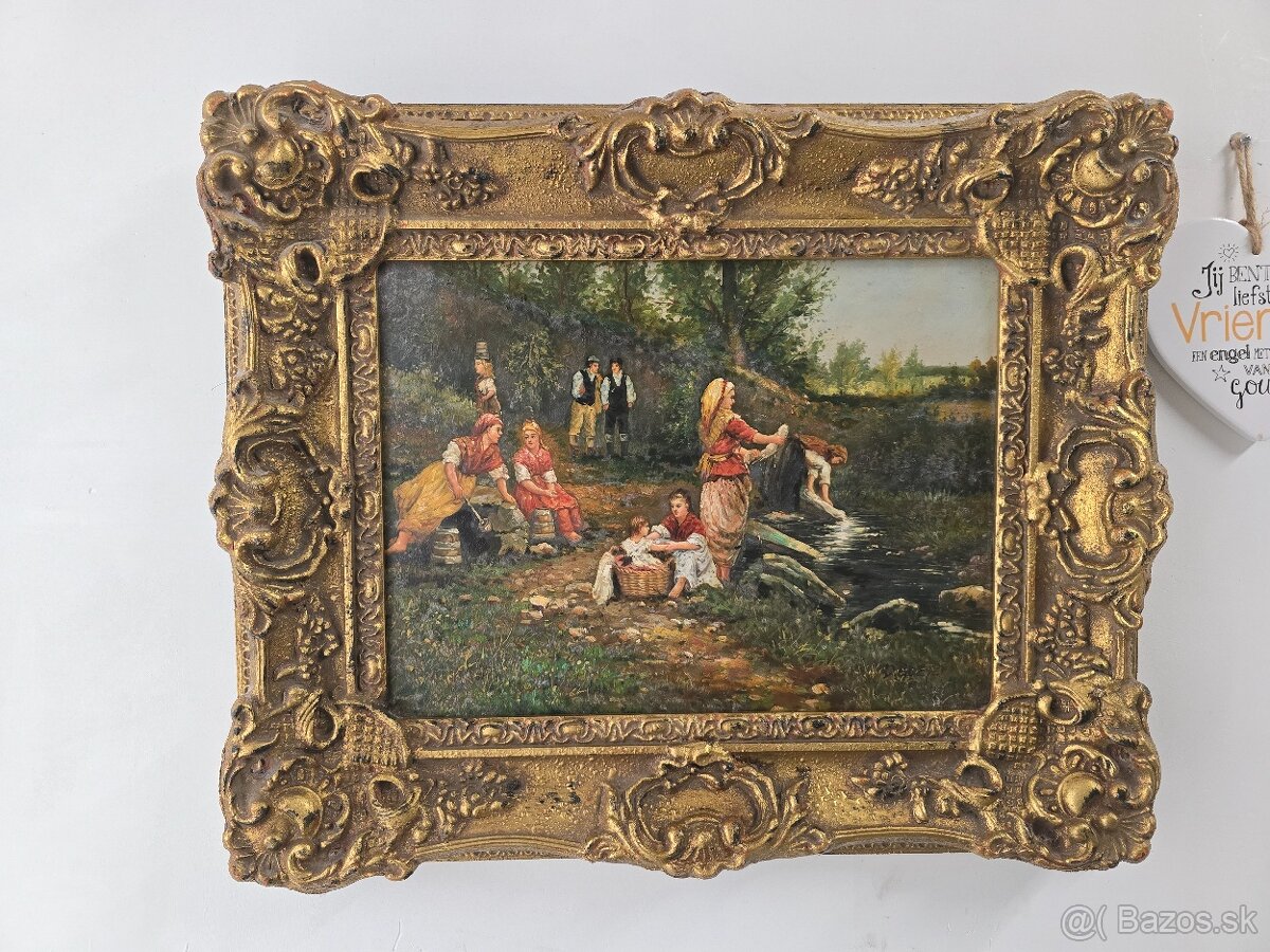 Starožitný obraz maľba na dreve - 8