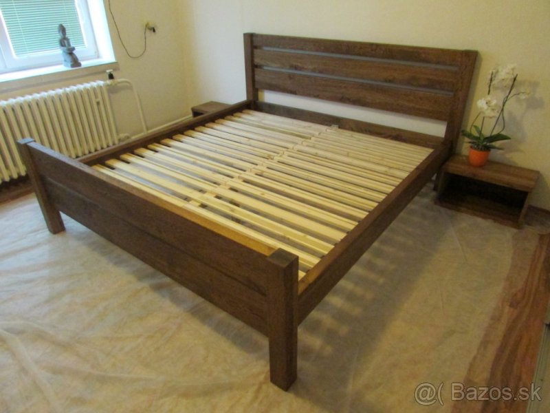 Dubová posteľ Ema + 2masívne stolíky zdarma - 8