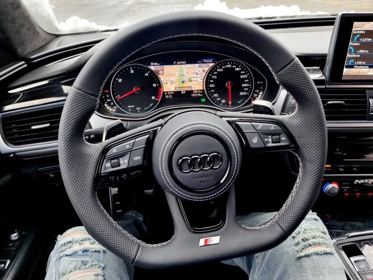 AUDI KOŽENÝ EXCLUSIVE VOLANT + AIRBAG + F1 PADLA BIELA NITKA - 8