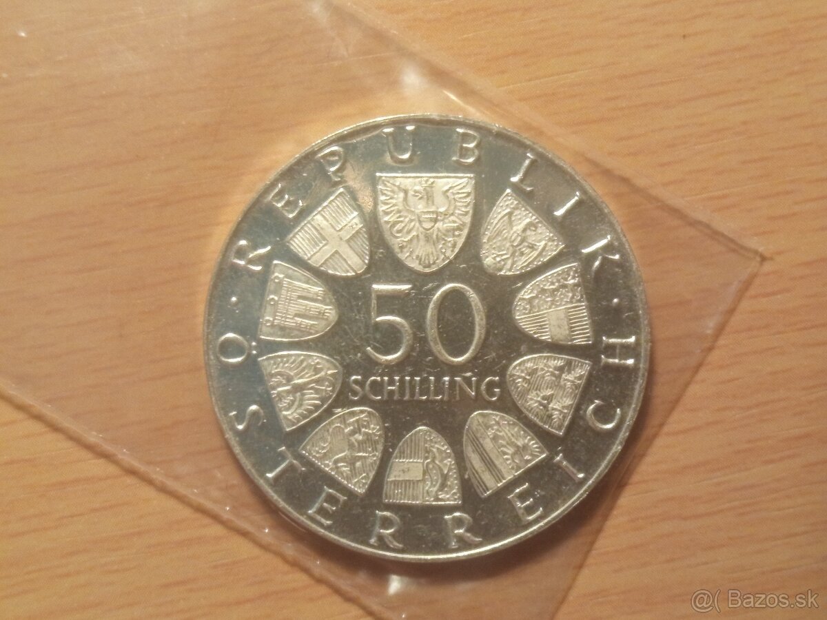 Rakúske 50 šilingy UNC/PROOF – Investičné striebro - 8