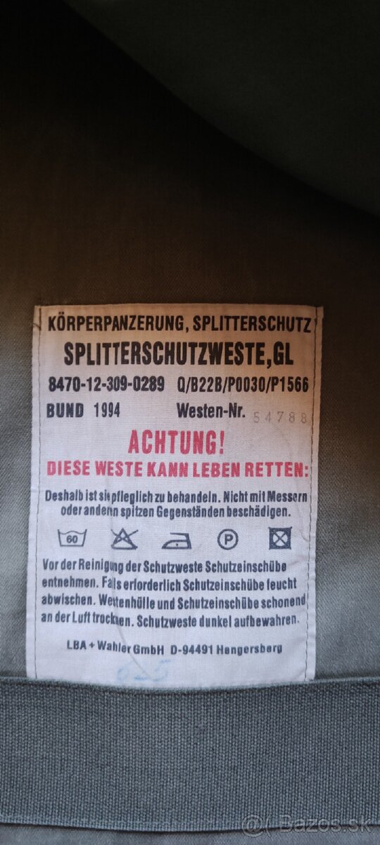 Splitterschutzweste balistická vesta Bundeswehr - 8