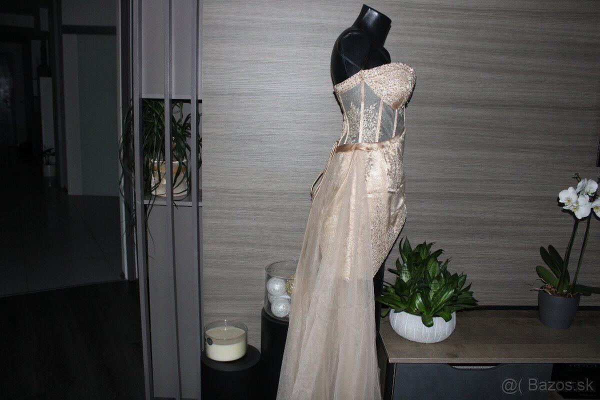 PAULA RICHI champagne šaty vel.XS - 8