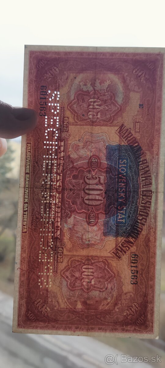 Bankovky Slovenský štát 500Kč 1929/39 Pretlač - 8