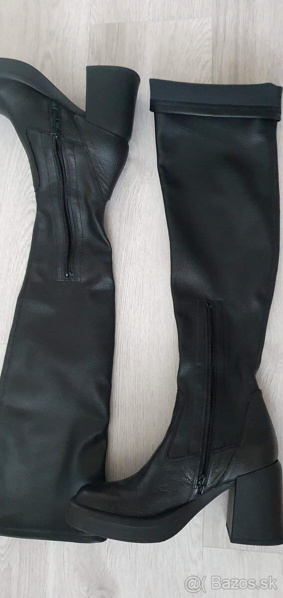 Kožené čižmy BAŤA nad kolená v.40 - NOVÉ - 8