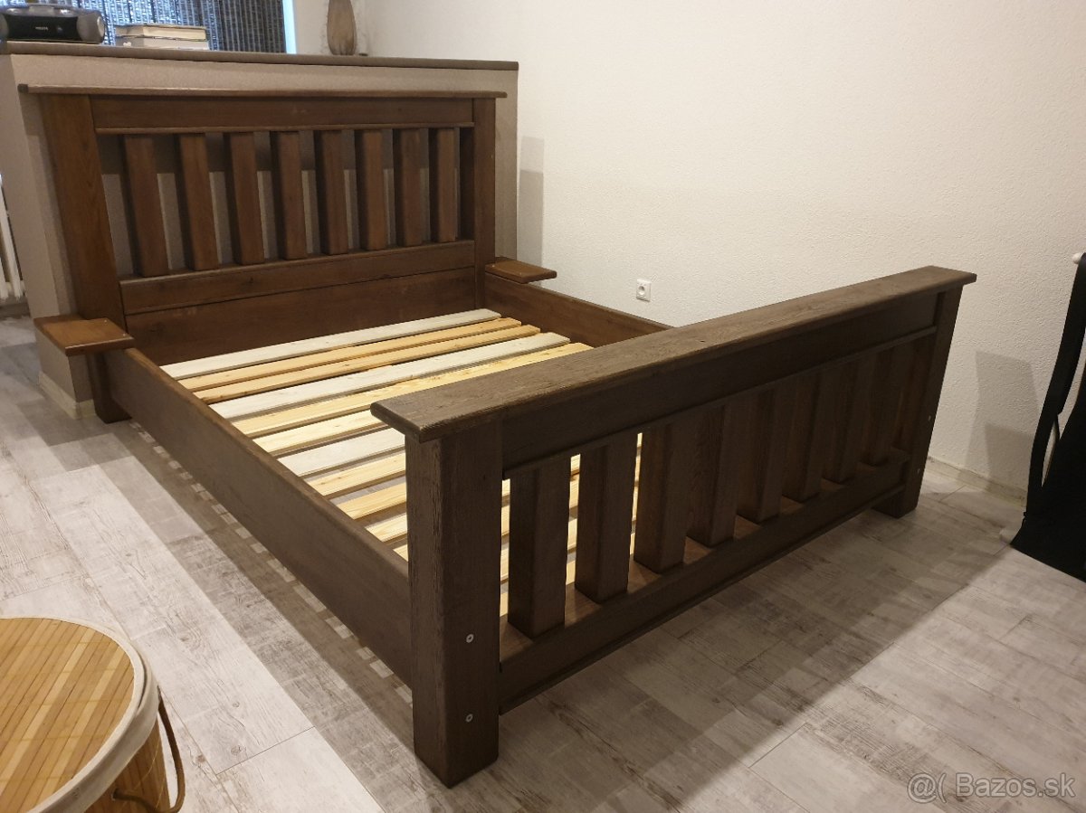 Masívna zrubová drevená posteľ - 8