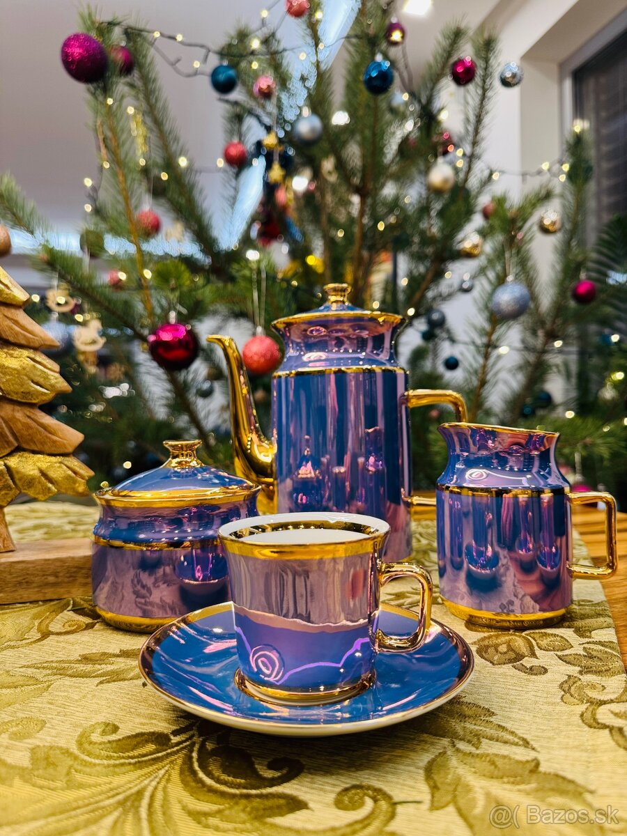 Retro fialová porcelánová súprava Valaská Belá - 8