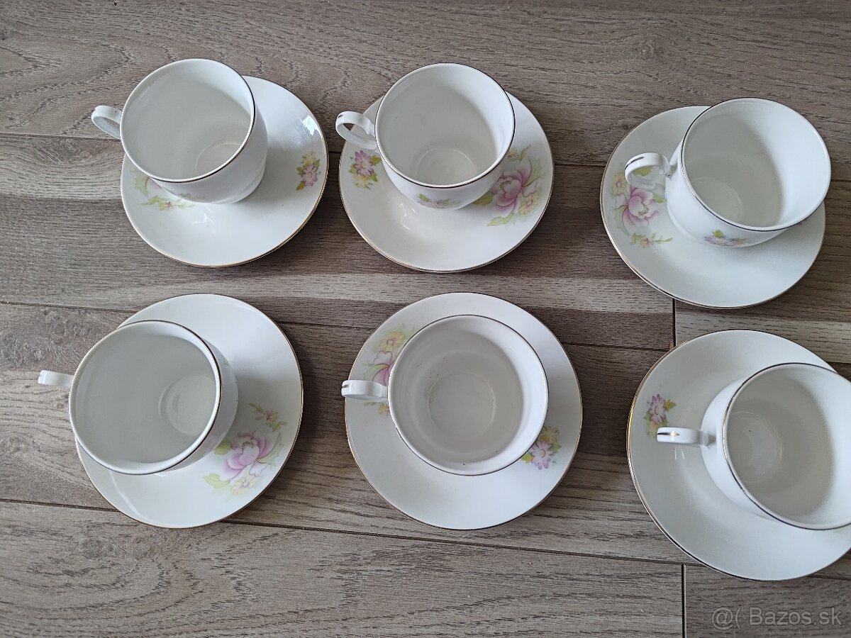 Retro sady na kavu - 6 tanierikov a 6 salok - 8