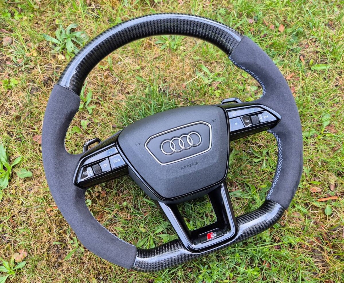 VOLANT AUDI KARBON ALKANTARA ČIERNY PREMIUM DEKOR + RS PADLA - 8