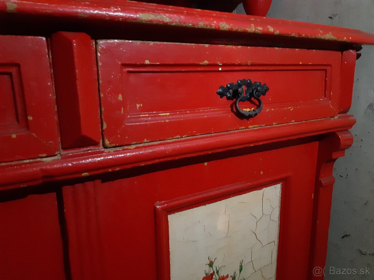 vintage kredenc, komoda, stolička - 8