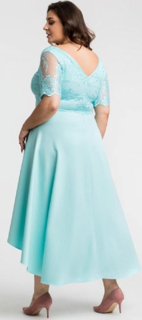 Spoločenské mentolové šaty, v. 2XL/3XL - 8