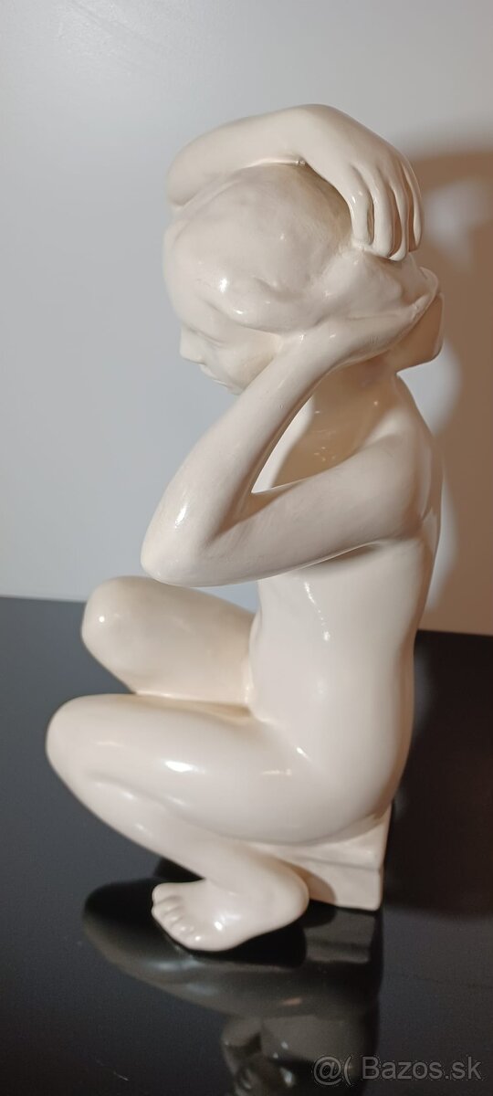 Veľká zberateľská keramická značená socha Akt 60-te roky . - 8