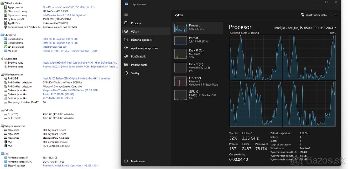 Počítač HP ProDesk 400 G3 SFF - i5 6500 / 16GB DDR4 - 8
