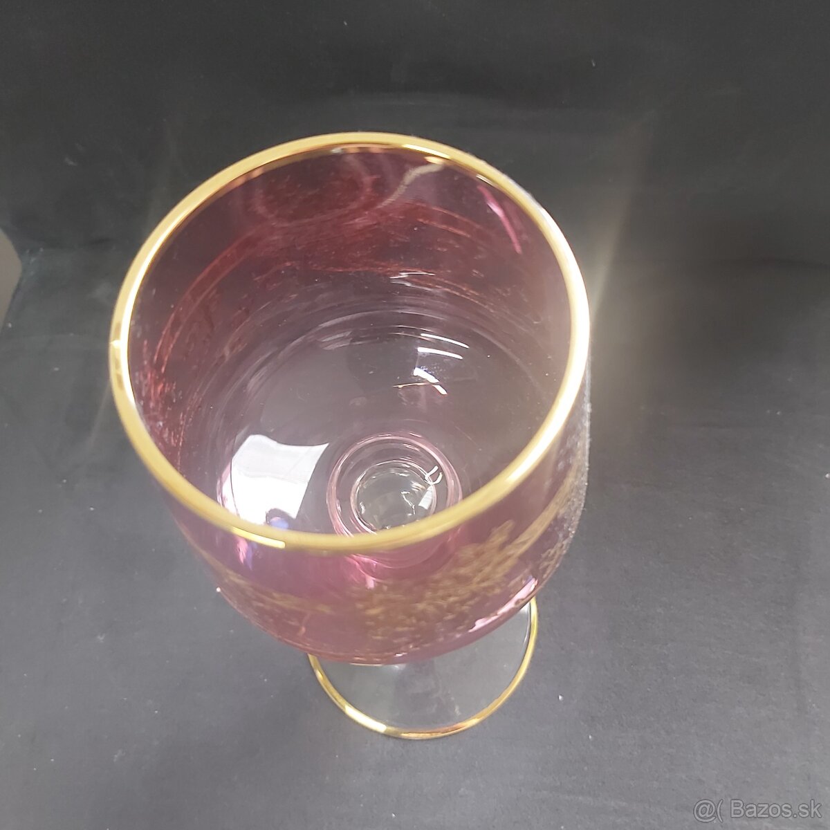 Ruby Royal 6x pohár+bonboniera z ružového skla gravírované - 8