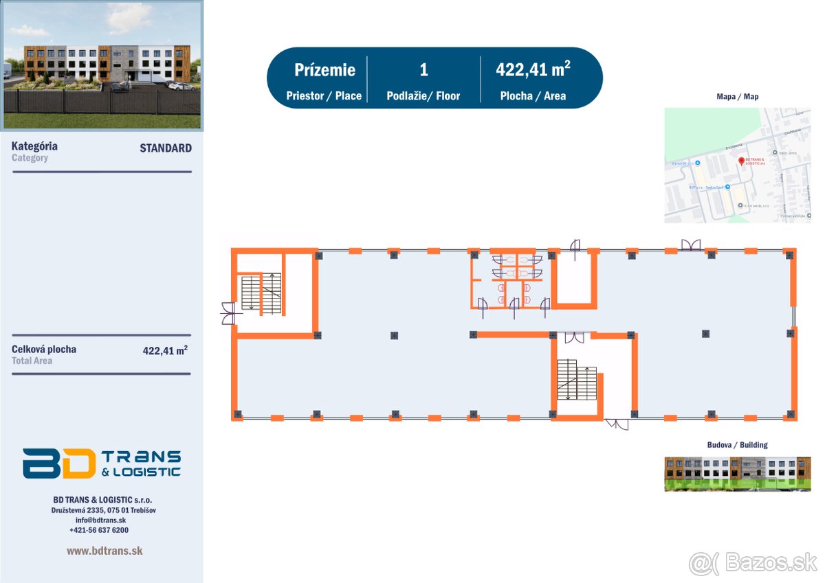Prenájom obchodných priestorov A1/A2 (164/222/422,41 m2) - 8