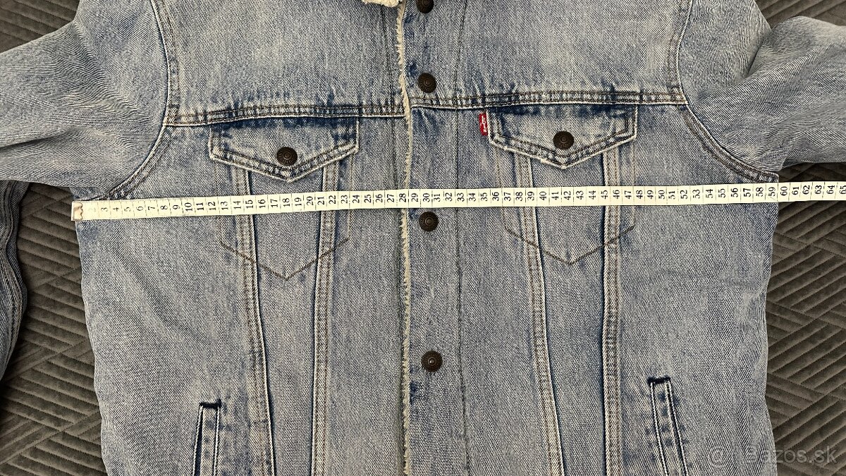 Pánska,džínsová,zateplená bunda LEVIS - veľkosť L - 8