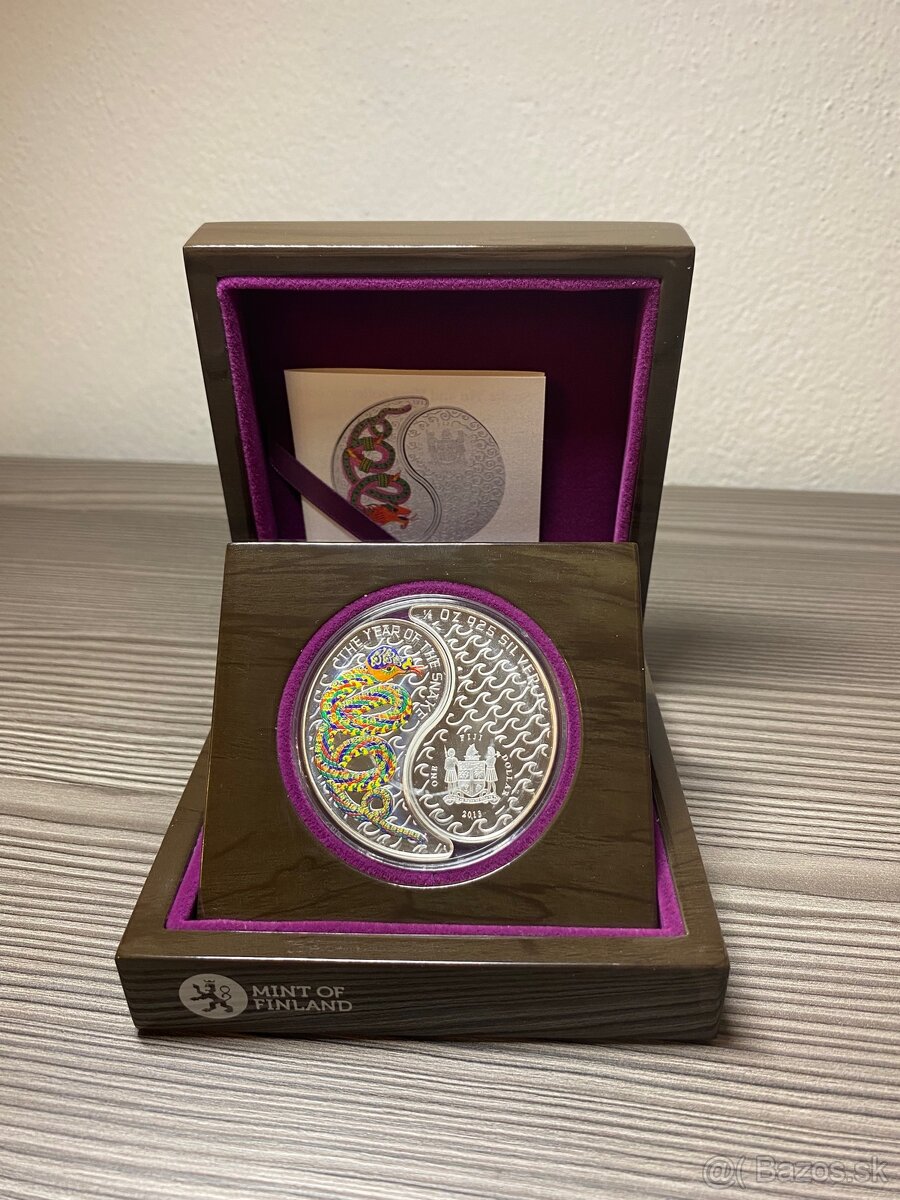 Fiji 2013 snake Yin and Yang Strieborná minca zberatelska - 8