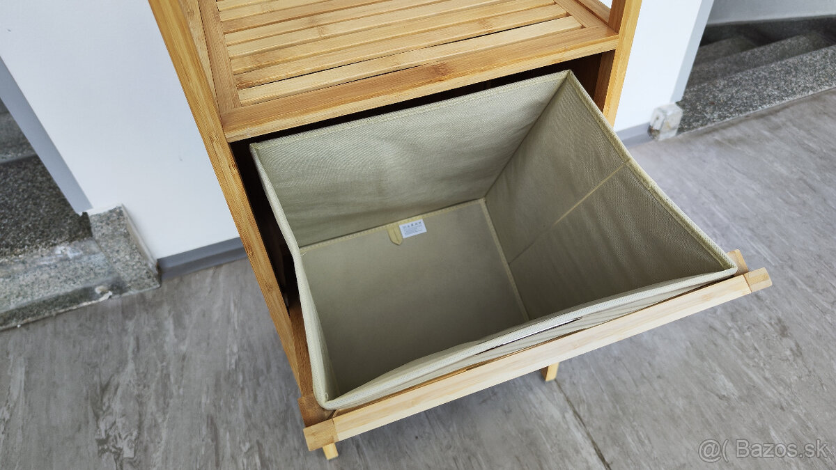 Bambusová polica s košom na prádlo - 8