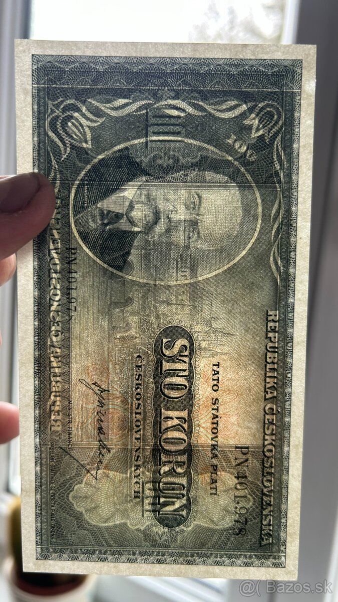 Bankovky Londýnska emisia Masaryk aUNC Neperforované - 8