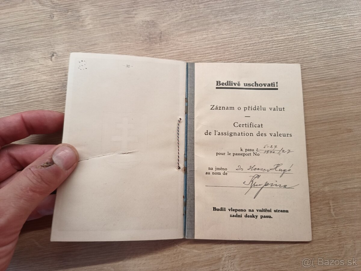 Cestovný pas, Slovenský štát 1940 Krupina - 8