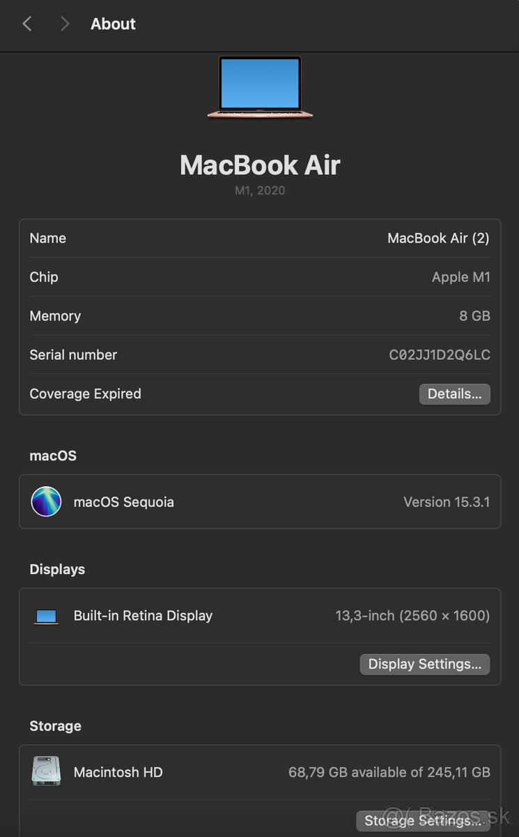 MacBook Air M1 13” 2020 - 8