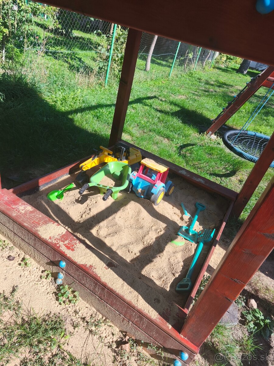Veľké drevené detské ihrisko so šmýkačkou - 8
