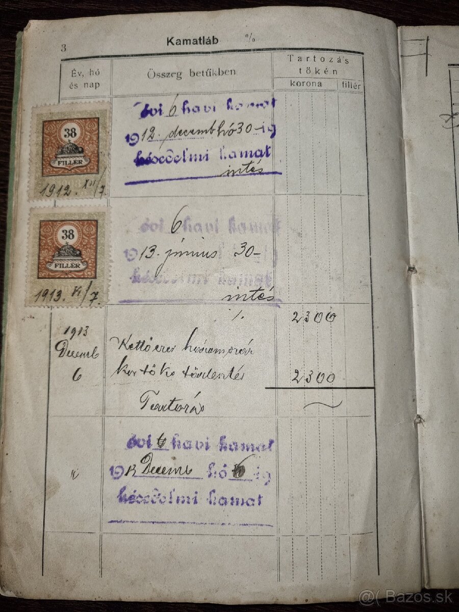 Hypotekarna knižka r.1913 - 8