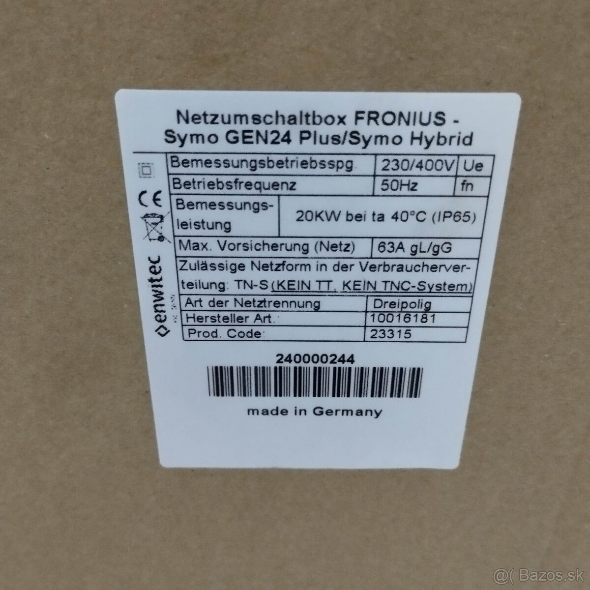 Enwitec sieťová spinacia skriňa k fronius - 8