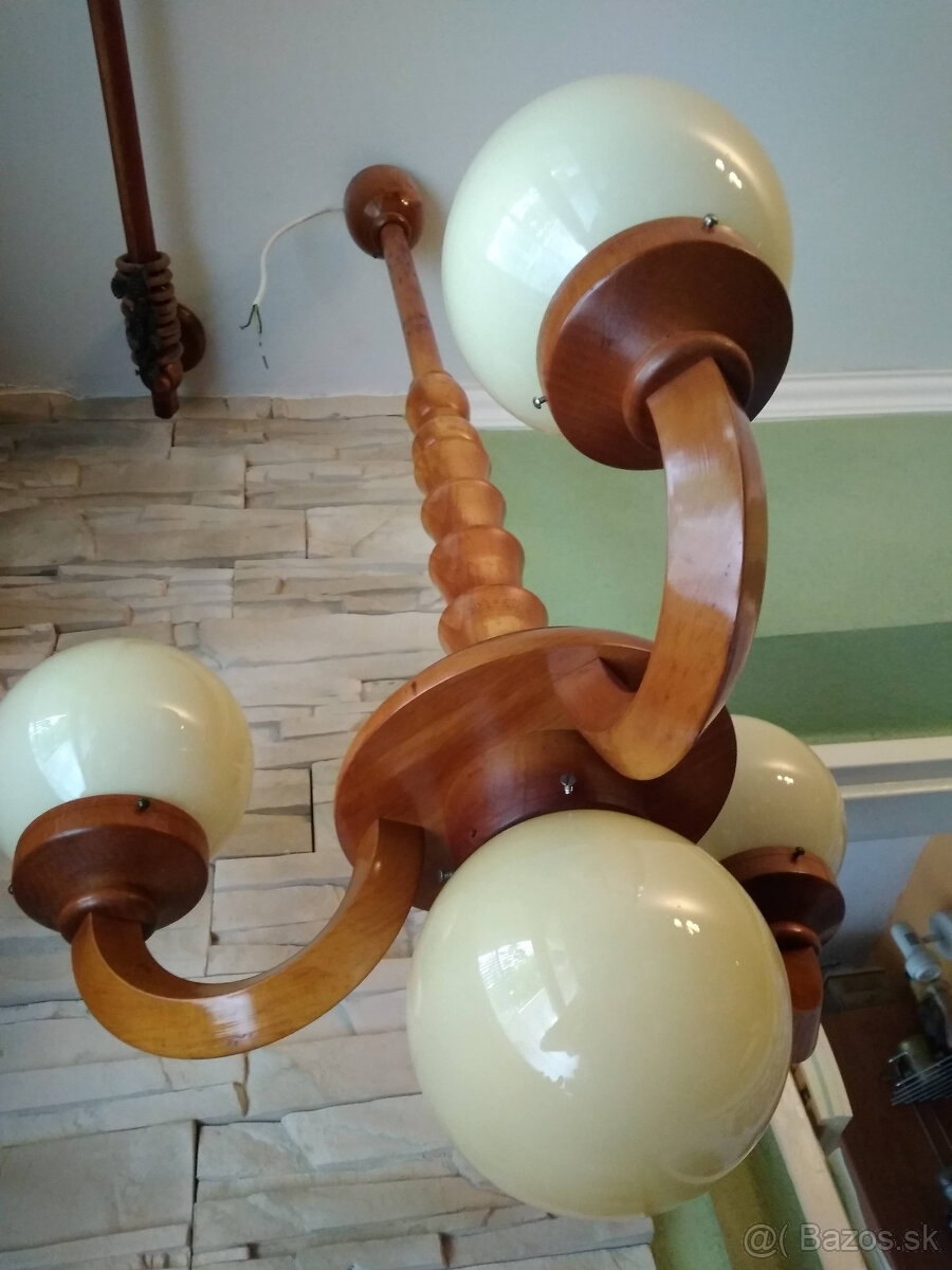 Drevený luster Art deco - 8