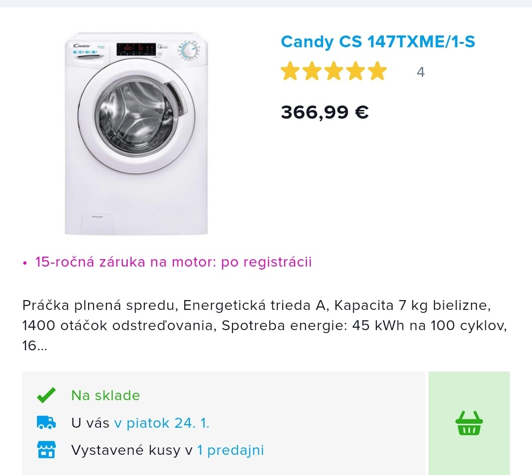 Predám novú práčku Candy - 8