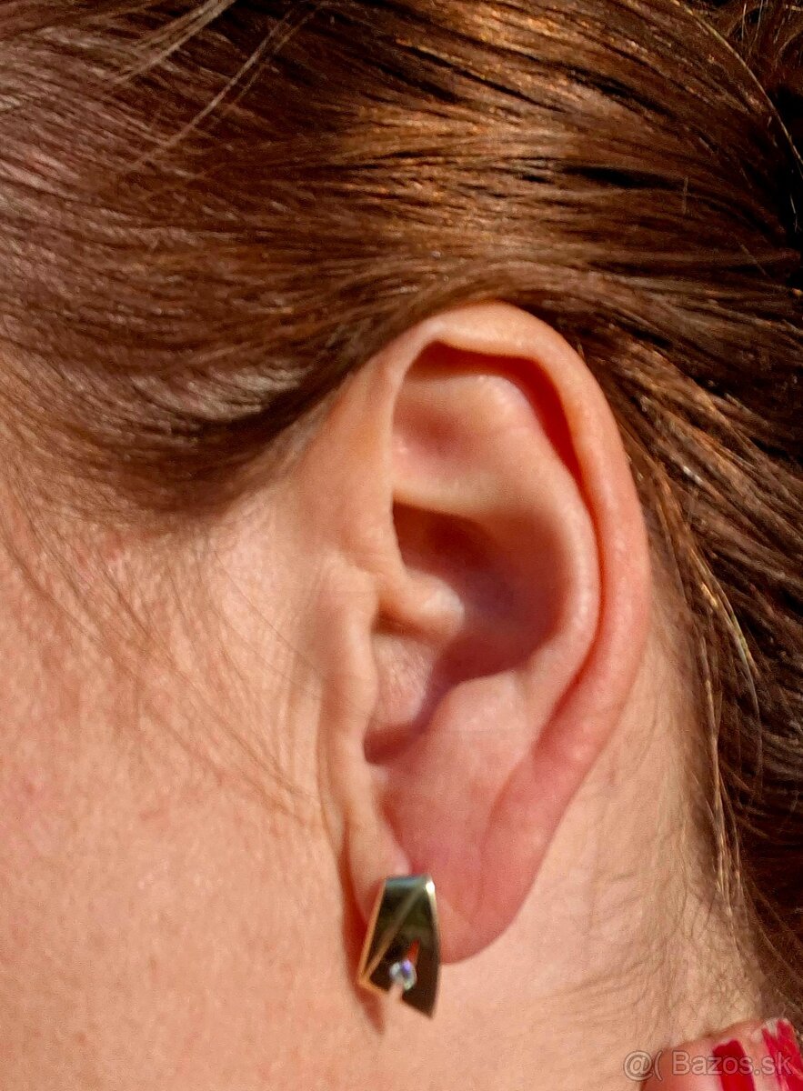 Zlate nausnice s kamienkom krasne 585 - 8