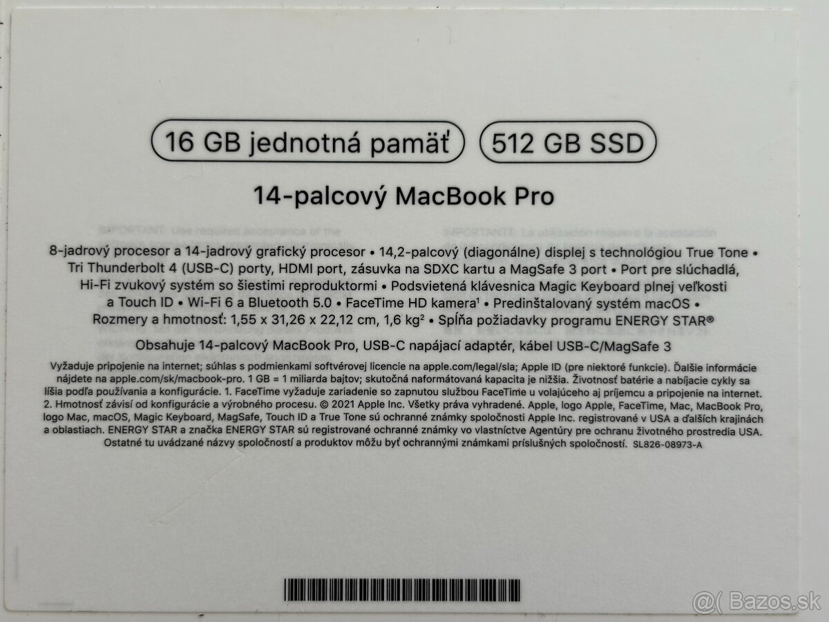 MacBook Pro M1 Pro 14" 2021 16GB/512GB - 8