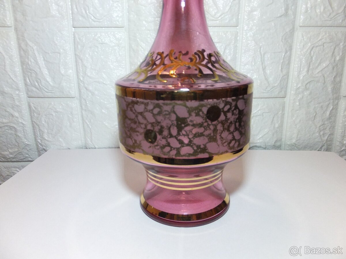 Luxusní karafa+6 skleniček, bohatá malba zlatem, zn. Bohemia - 8