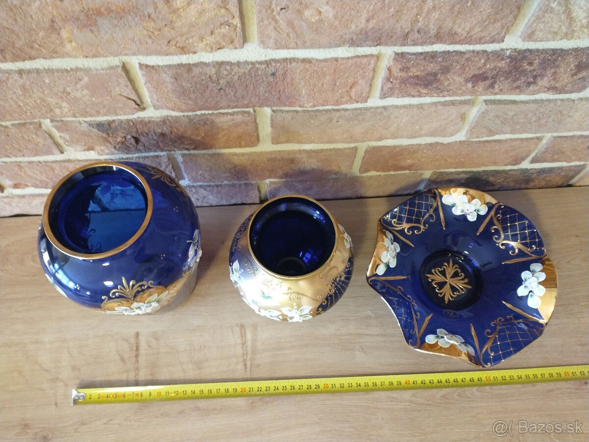 borské sklo,misa, váza, svietnik, popolník,flakón,napoleonky - 8