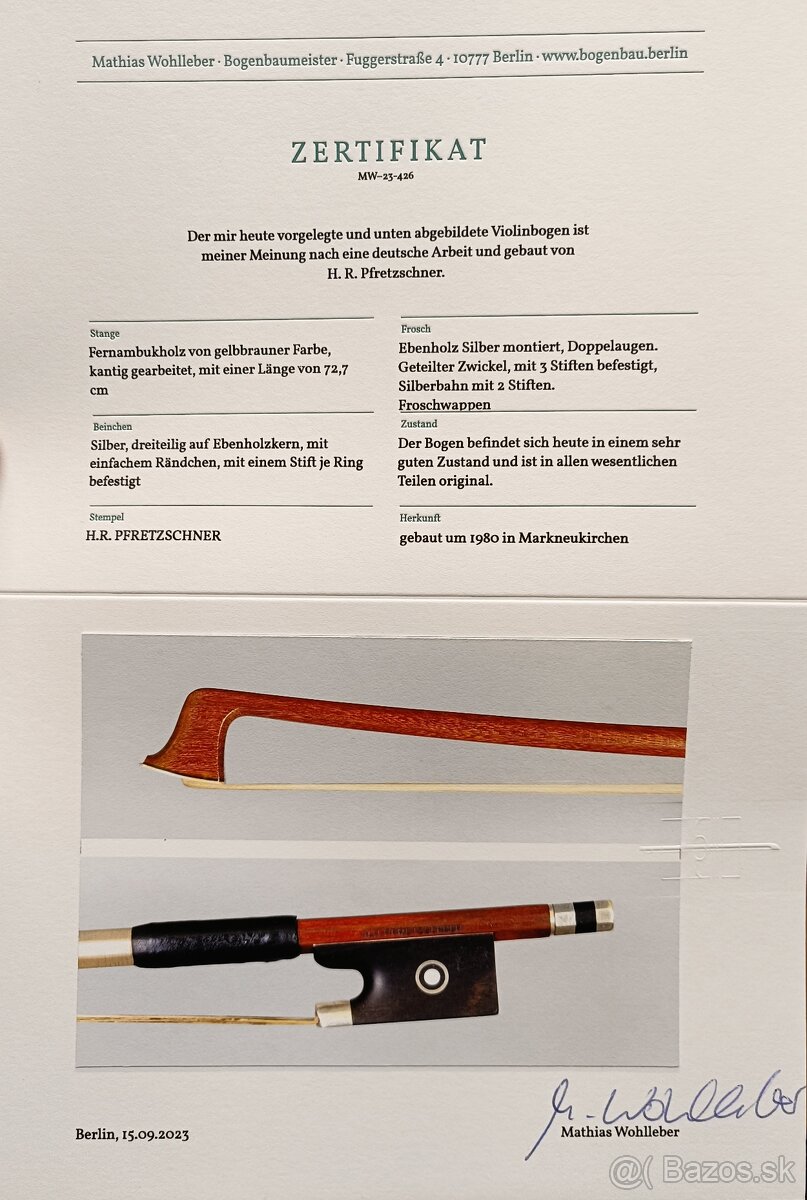 H. R. Pfretzschner + certifikát - 8