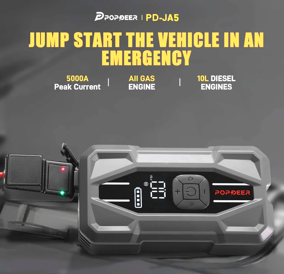 jump starter + kompresor 5000 A Popdeer PD-JA5 QC 30W - 8