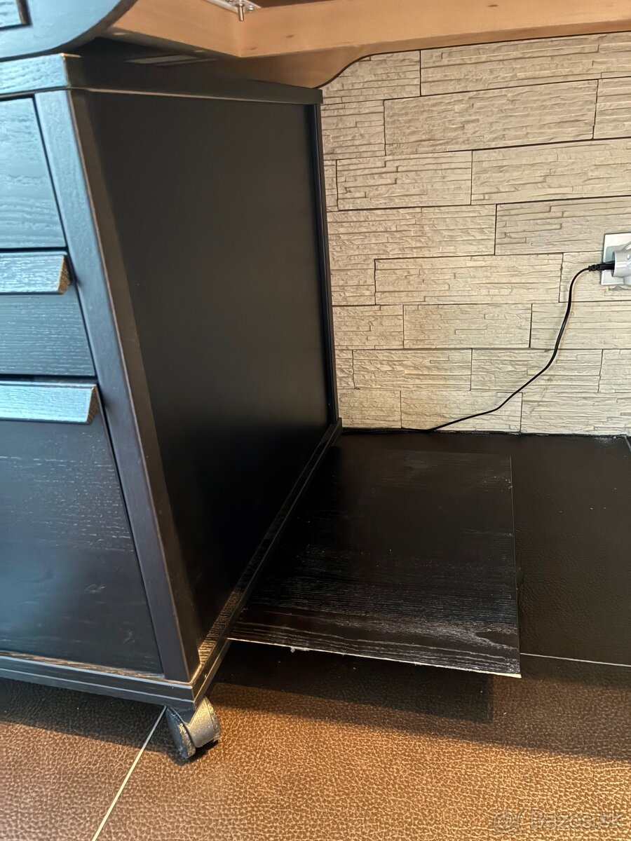 Elegantný veľký čierny pracovný stôl + šuflíkový kontajner - 8