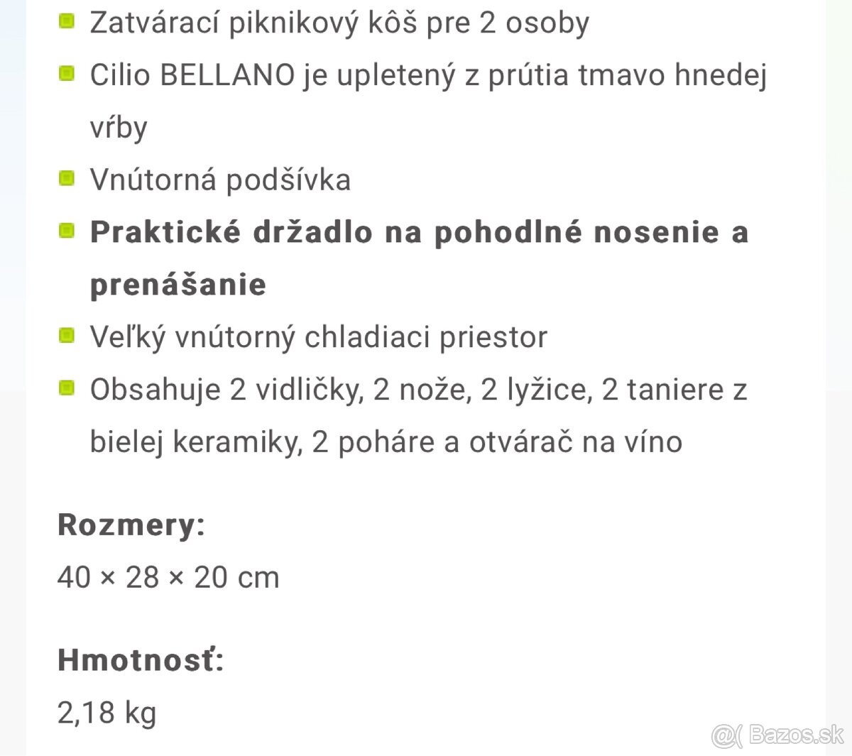 Piknikový kôš / košík Cilio Bellano NOVÝ - 8