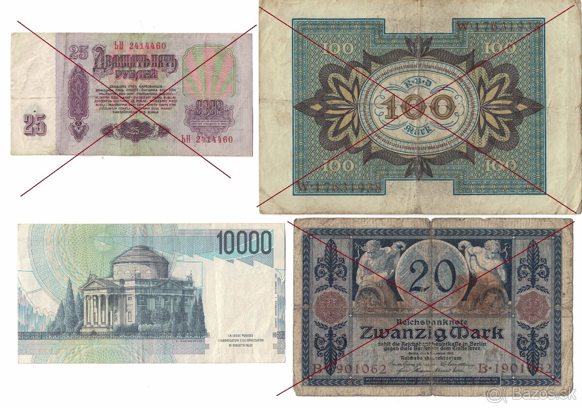 Zbierka bankoviek - rôzne po 2eur + Kubánske mince (doplnené - 8