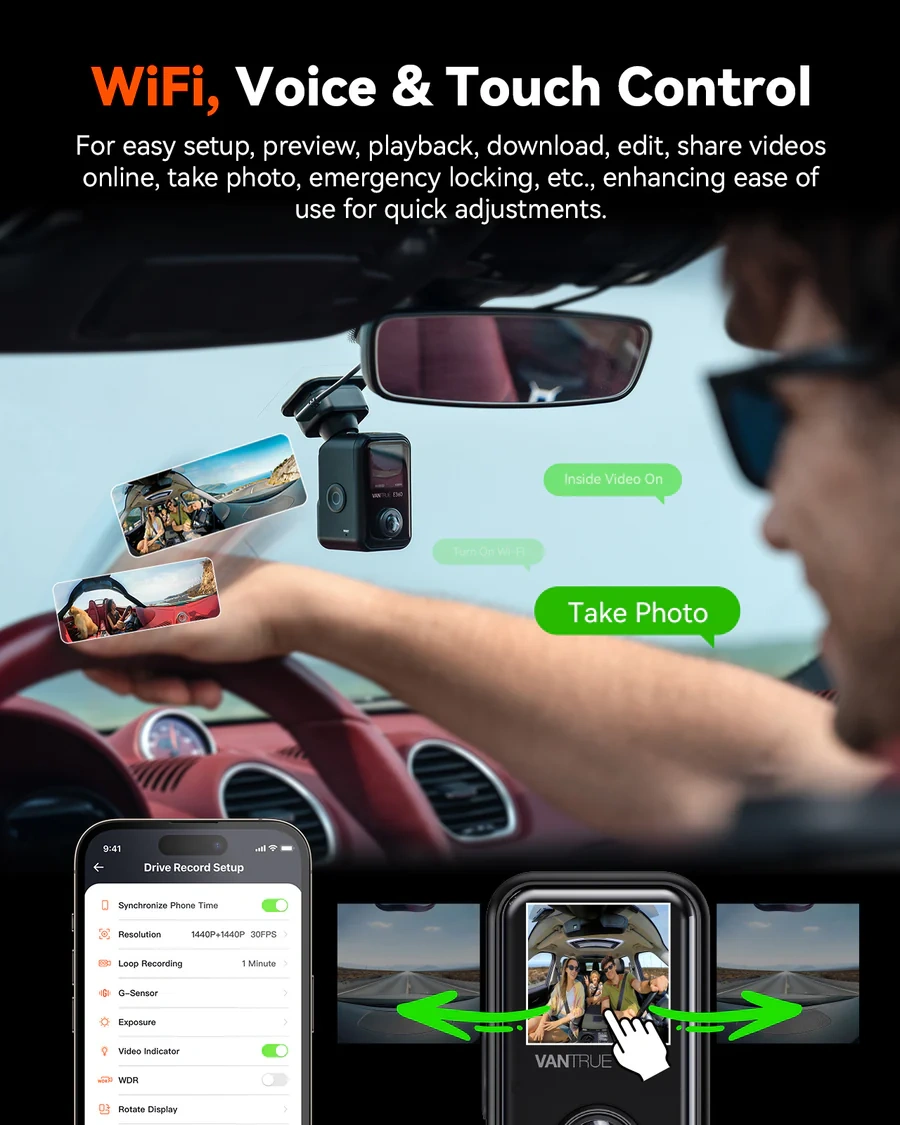 VanTrue E360 Dashcam 5.2K Panorama - palubná kamera - 8