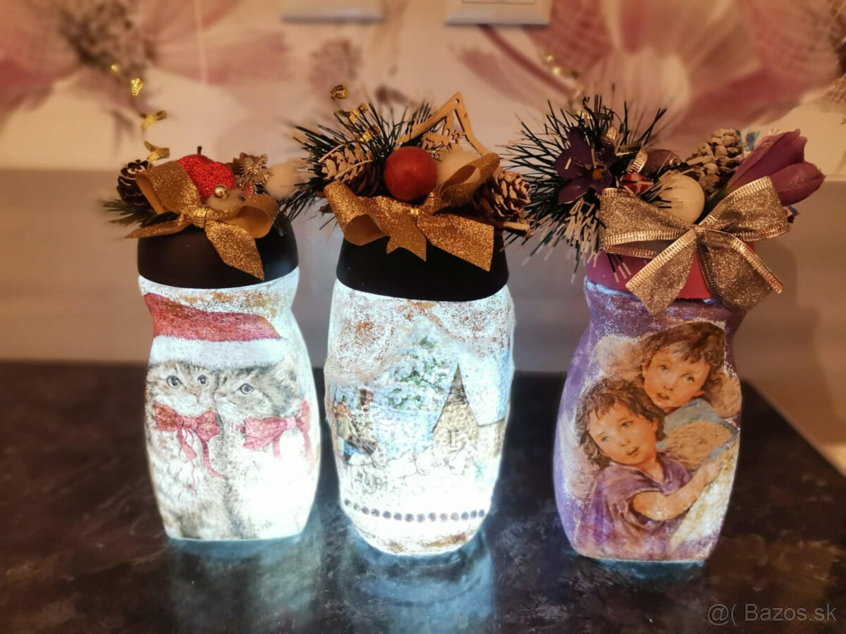 Dekorácia na stôl s 1 sviečkou. Vianoce - 8