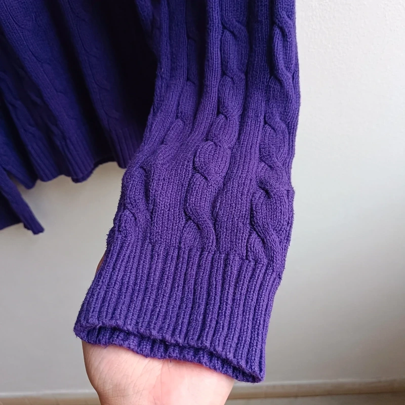 POLO Ralph Lauren fialový pletený sveter cable knit L - 8