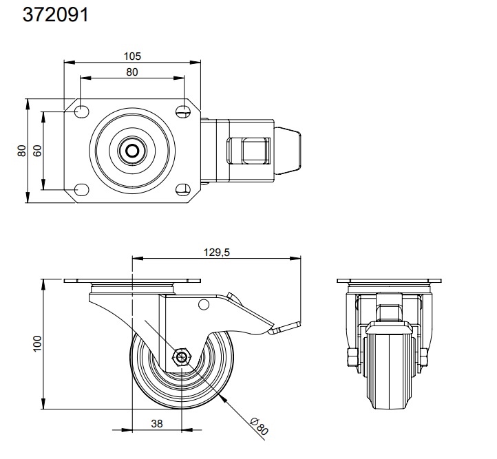 Otočné kolieska Adam Hall 80mm - 8