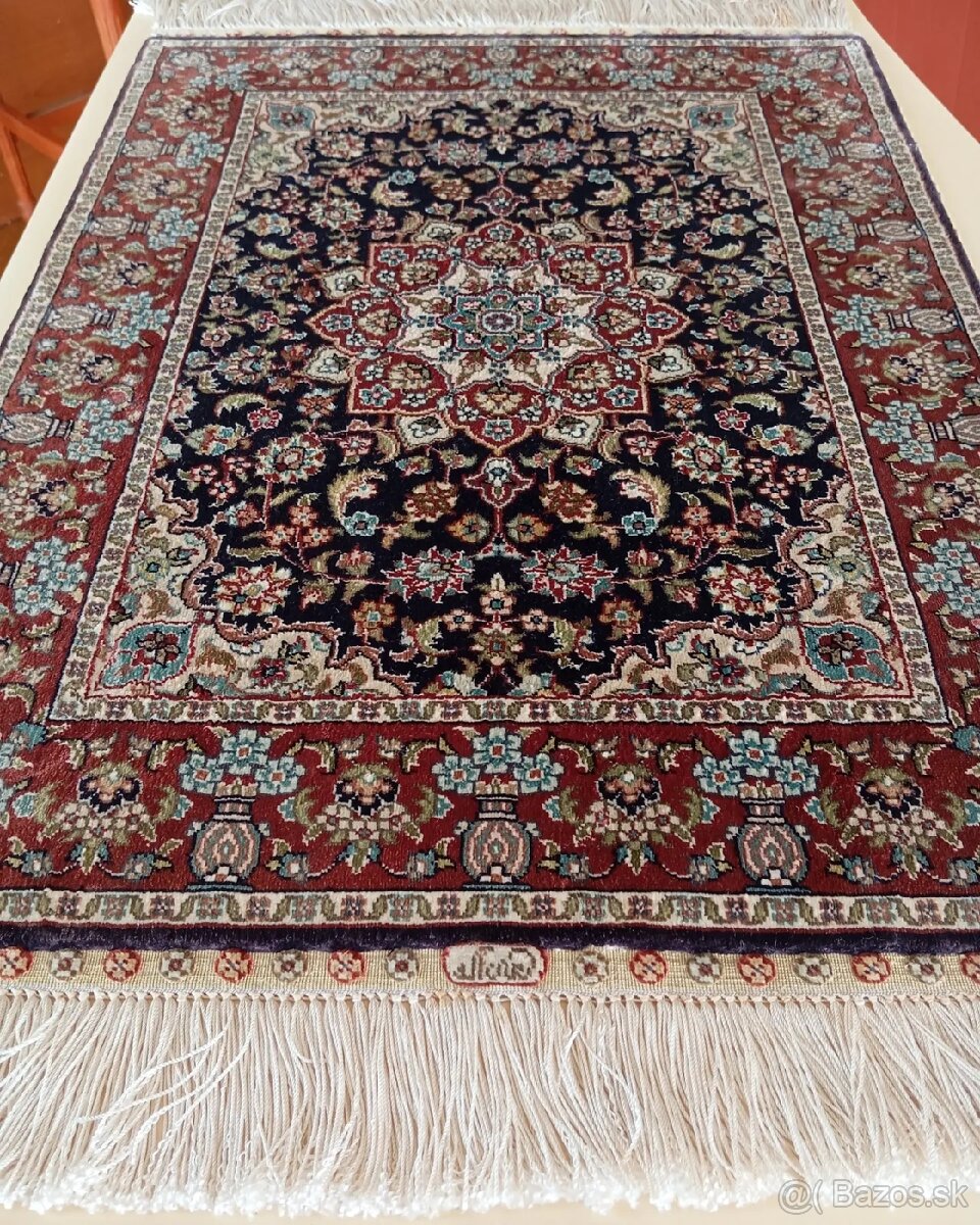 ⭐Perzský hodvábny koberec Isfahan – podpísaný 79x45⭐ - 8
