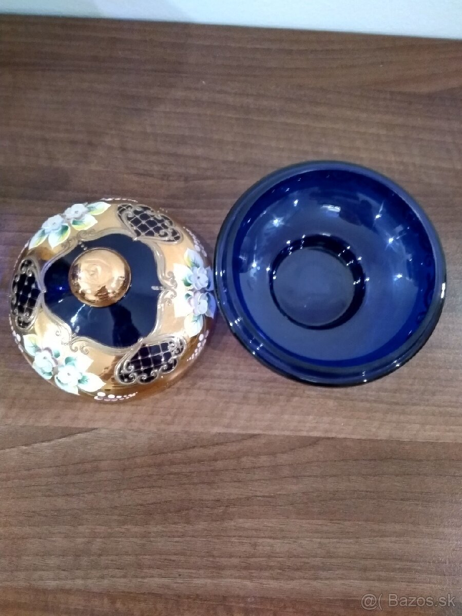 Luxusna prekrasna rucne malovana a pozlatena vaza a doza - 8