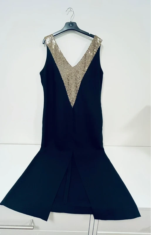 Elegantné Čierne Šaty Millennium s Oslnivými Zlatými Trbliet - 8