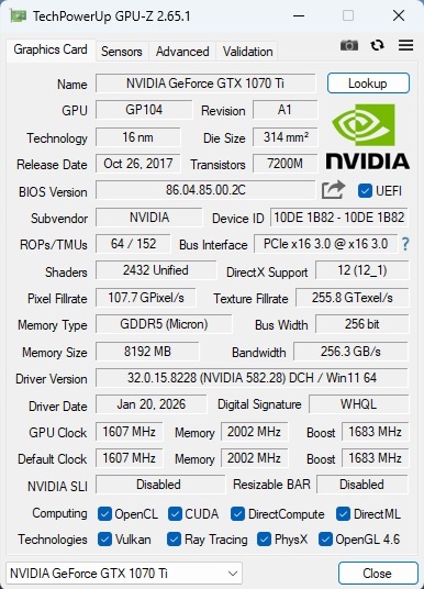 GAINWARD GeForce GTX 1070 Ti 8GB - 8