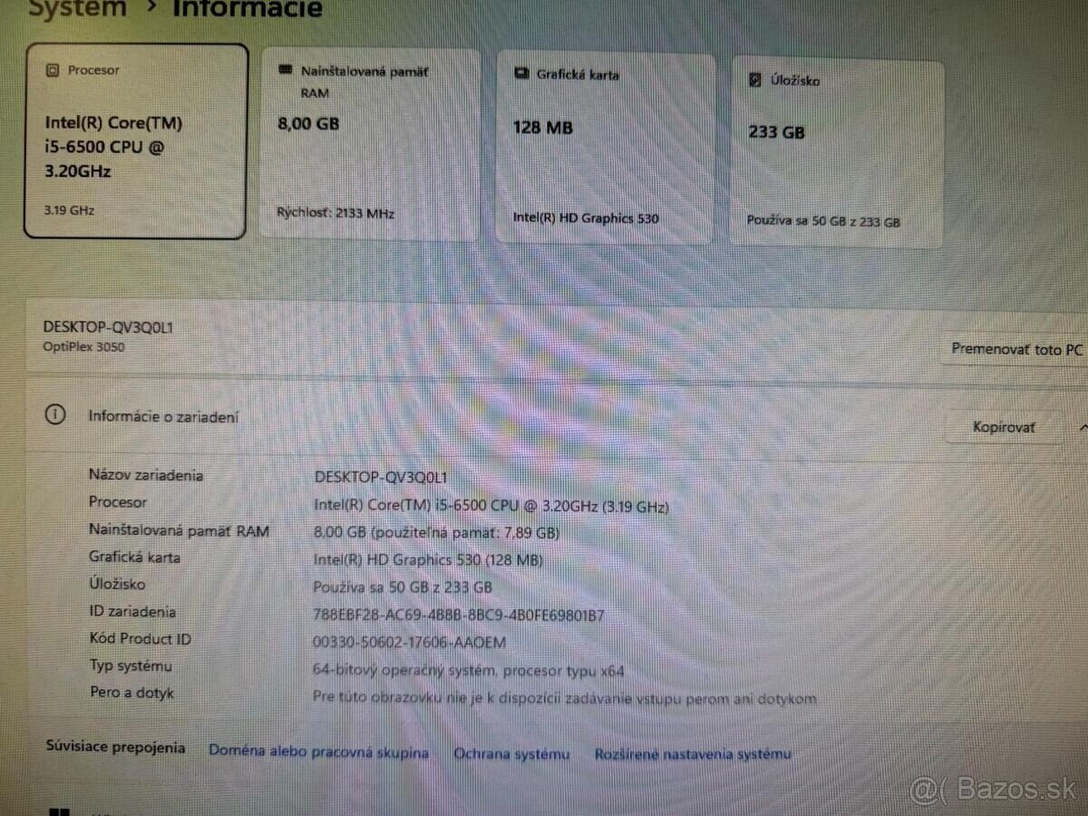 Mini Počítač Dell OptiPlex 3040m / i5-6500 / 8GB / 250GB SSD - 8