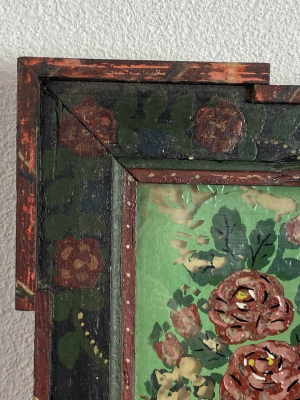 Maľovaný ľudový svadobný obraz zo svadobnými venčekmi - 8