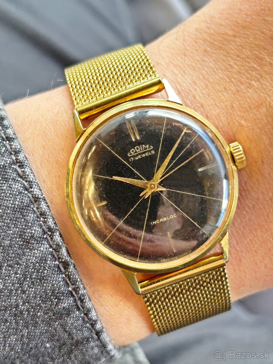 Československé mechanické vintage retro hodinky PRIM Brusel - 8